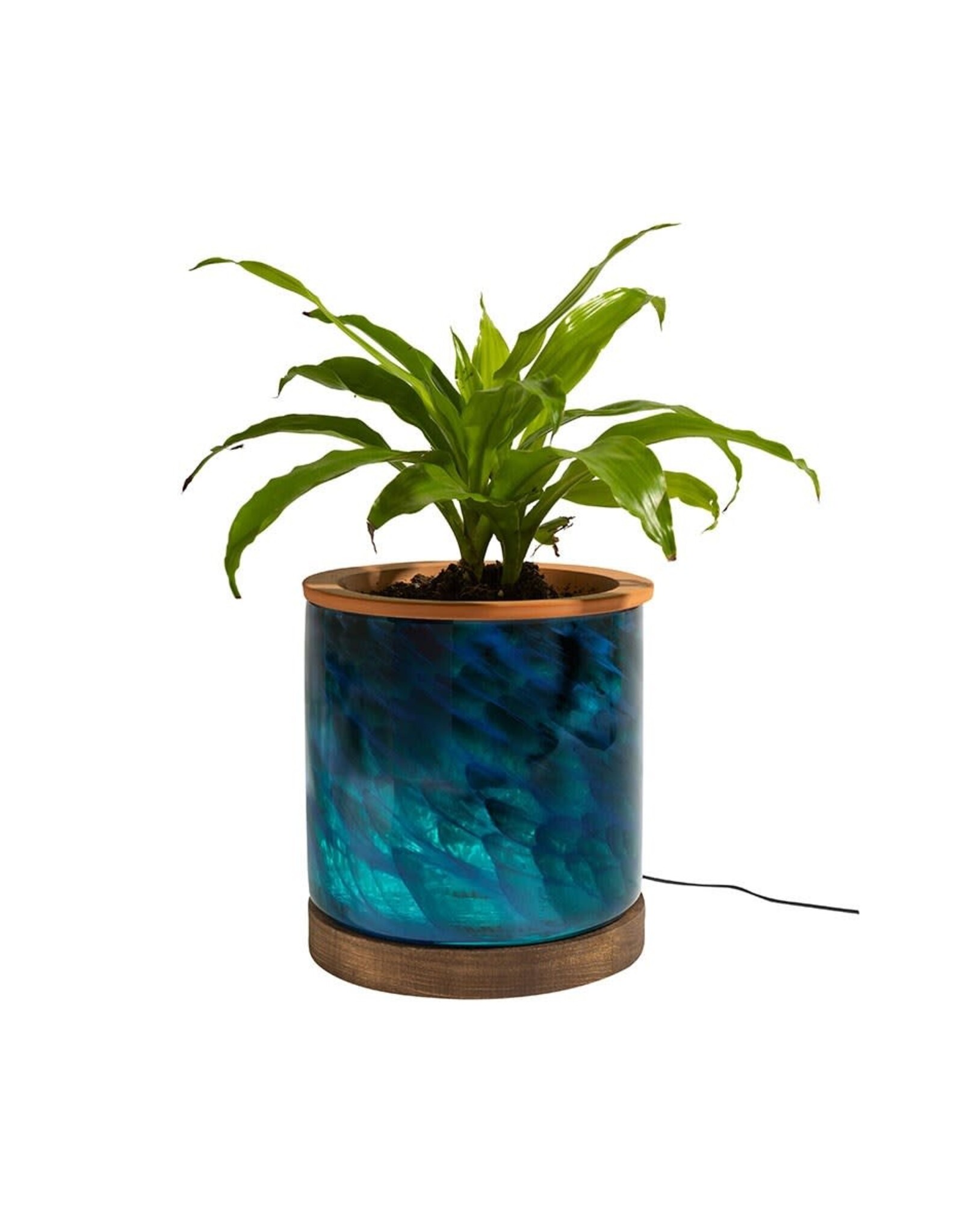 ApricotMint™ Art Glass LED Planter  - 8in - Blue Teal