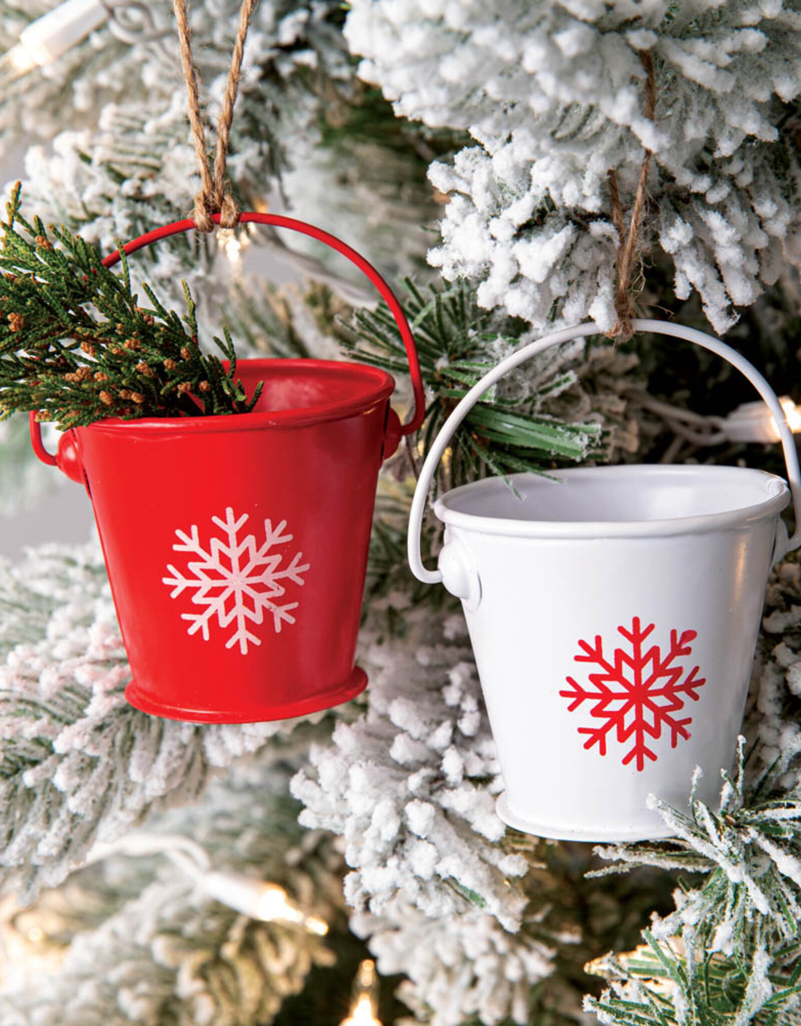 Red and White Bucket Ornaments