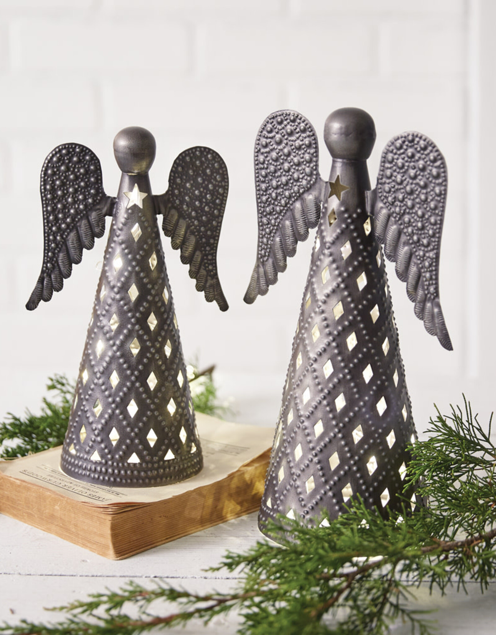 Pressed Tin Tabletop Angel Sm 5½''W x 3¾''D x 9½''H