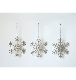 6"H Glass Bead & Jewel Snowflake Ornament, 3 Styles