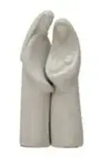 Stoneware Holy Family, White Speckled Set of 2 5"H & 4-3/4"H