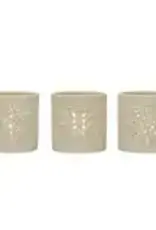 Stoneware Bisque Tealight Holder, 3 Styles 3-1/4" Rnd x 3-1/4"H