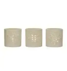 Stoneware Bisque Tealight Holder, 3 Styles 3-1/4" Rnd x 3-1/4"H