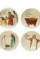 Stoneware Dish w Holiday Saying & Image, 4 Styles, 3-1/2" Round
