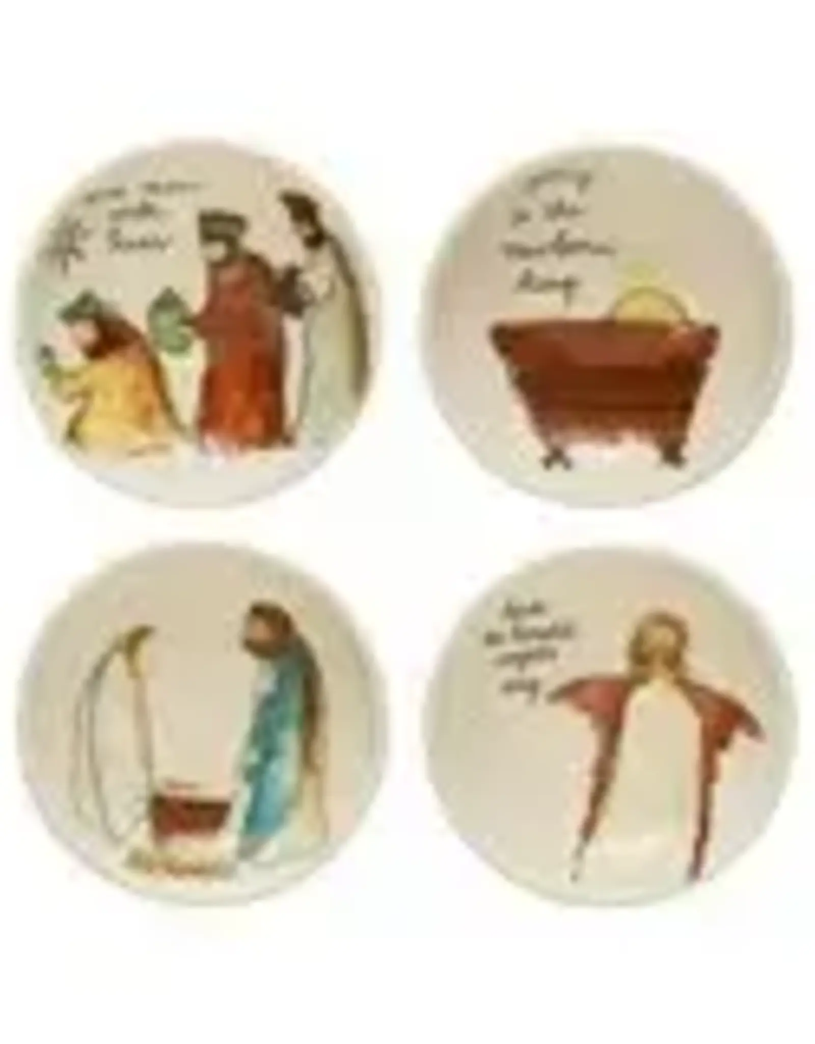 Stoneware Dish w Holiday Saying & Image, 4 Styles, 3-1/2" Round
