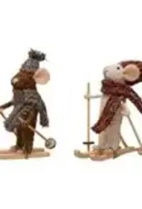 Wool Felt Skiing Mouse Ornament, 2 Styles, 5-1/2"H