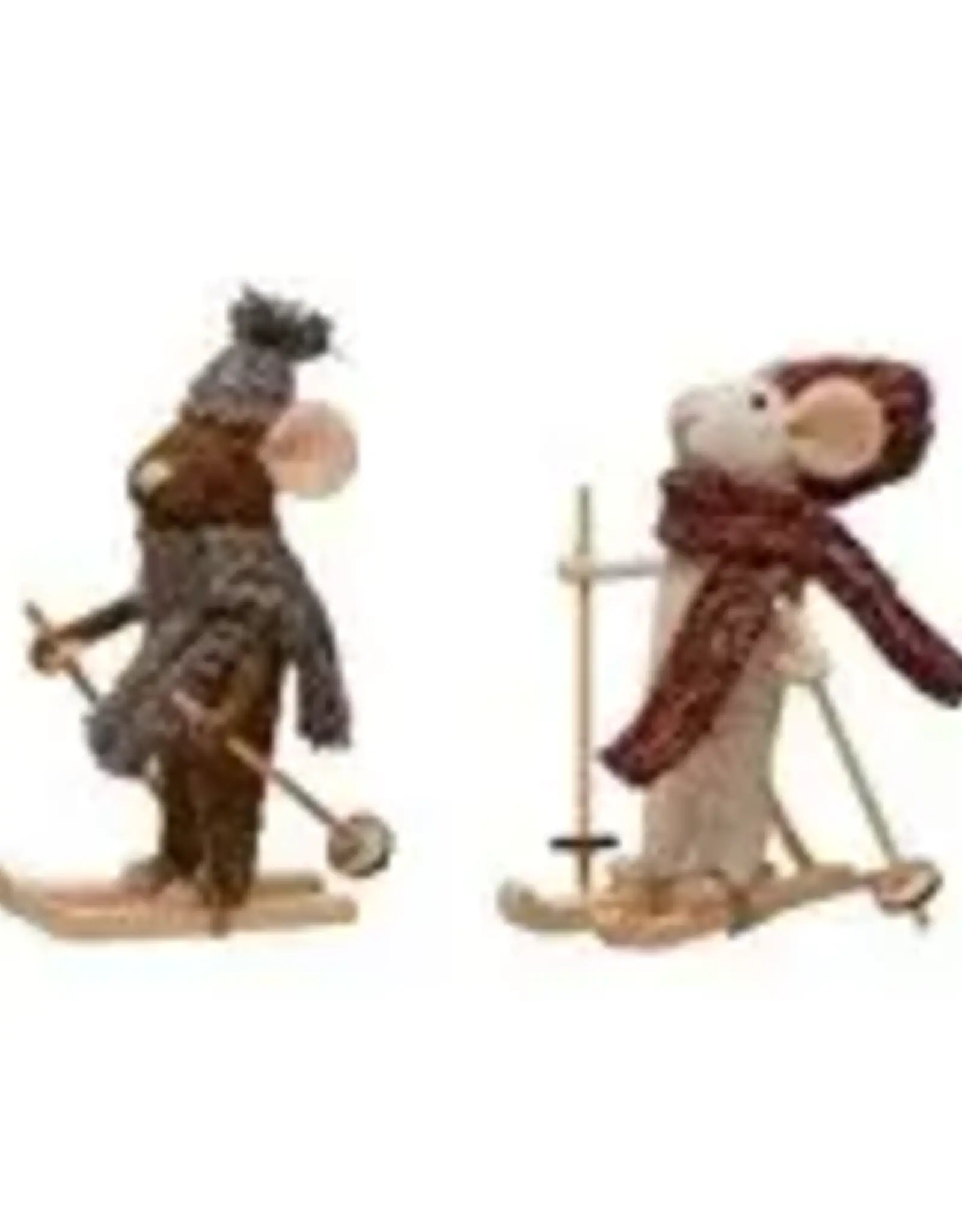 Wool Felt Skiing Mouse Ornament, 2 Styles, 5-1/2"H