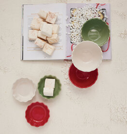 Round Stoneware Scalloped Bowl, 3 Colors, 4"