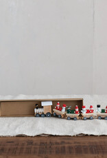 Wood Train with Holiday Passengers, Boxed Set of 5, 8-3/4"W x 2"H