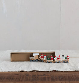 Wood Train with Holiday Passengers, Boxed Set of 5, 8-3/4"W x 2"H