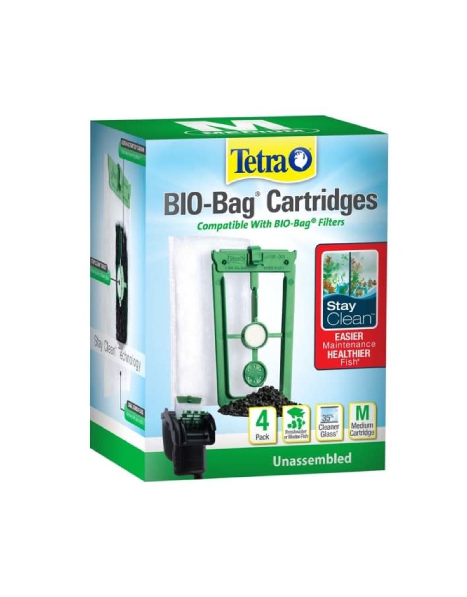 SPECTRUM BRANDS - AQUARIA Tetra Whisper StayClean Bio-Bag Cartridge for IQ and PF Filters MD 4PK