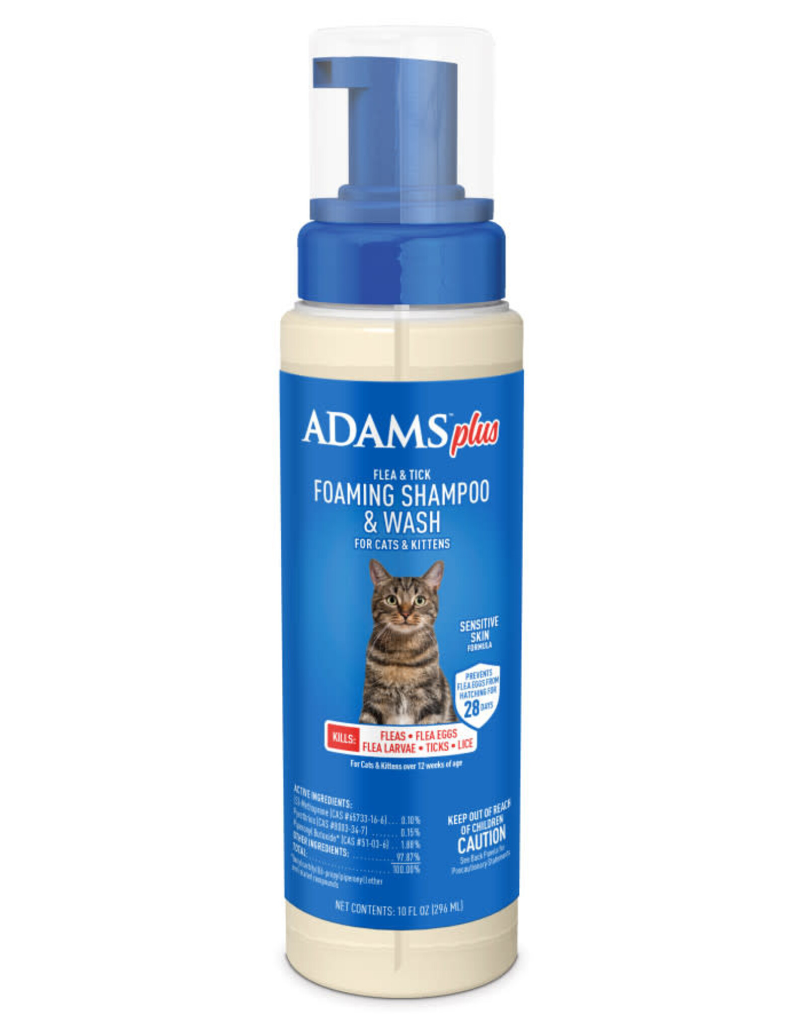 Adams Plus Flea & Tick Foaming Shampoo & Wash for Cats & Kittens