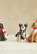 Handmade Wool Felt Dog Ornament, Multi Color, 3 Styles, 4"H - 5"H