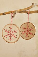 Birch Wood Slice Ornament with Snowflake, 2 Styles (Each Will Vary) 4"R