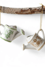 Stoneware Watering Can Ornament with Pattern, 2 Styles, 3 1/2"L