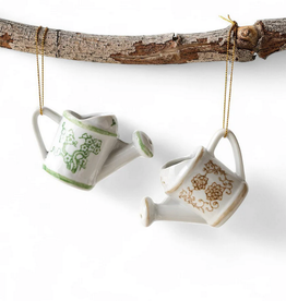 Stoneware Watering Can Ornament with Pattern, 2 Styles, 3 1/2"L
