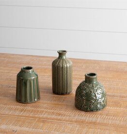 Textured Pattern Vases, Sm Green