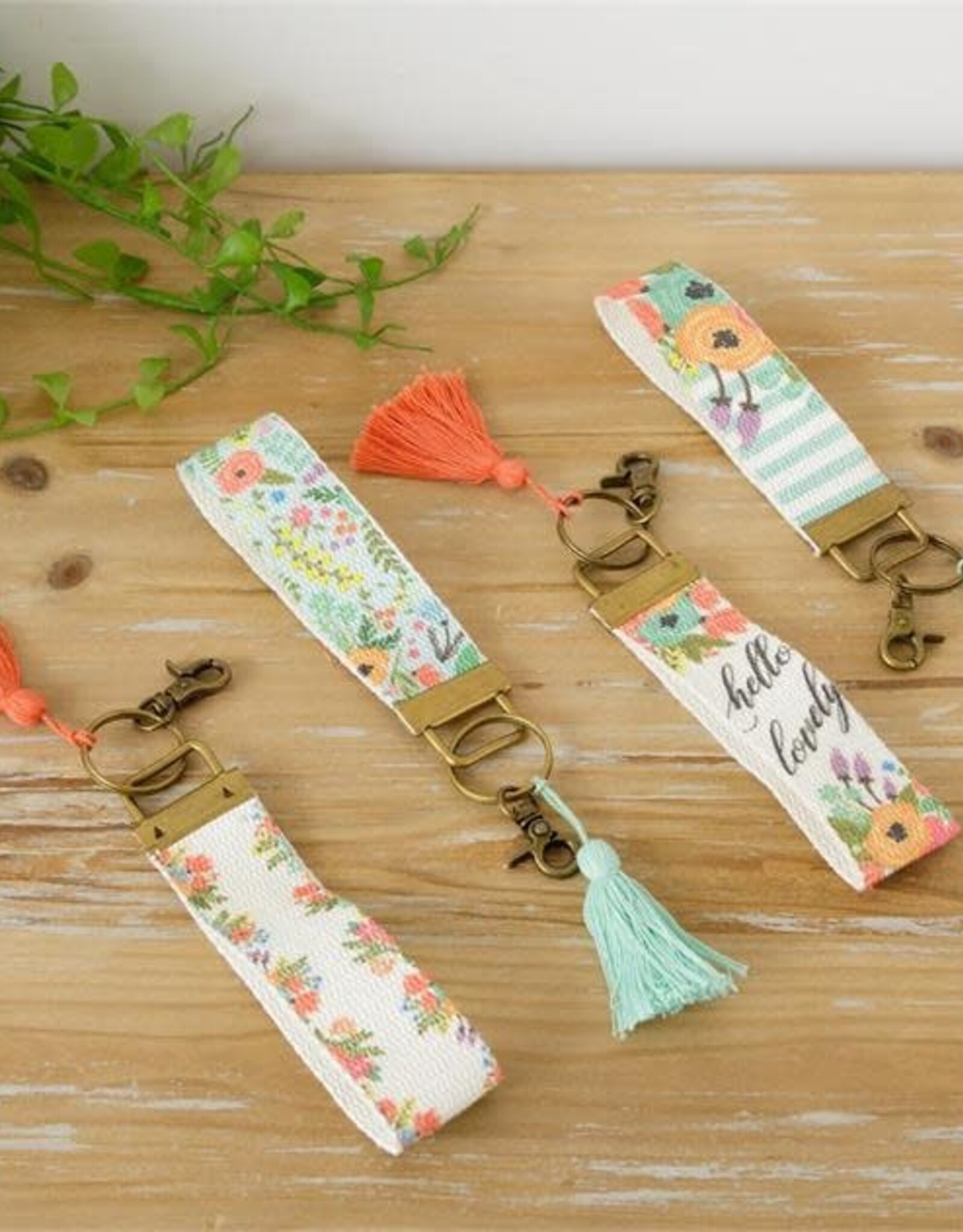 Wristlet Keychain - Inspirational, Stripes, Blossoms