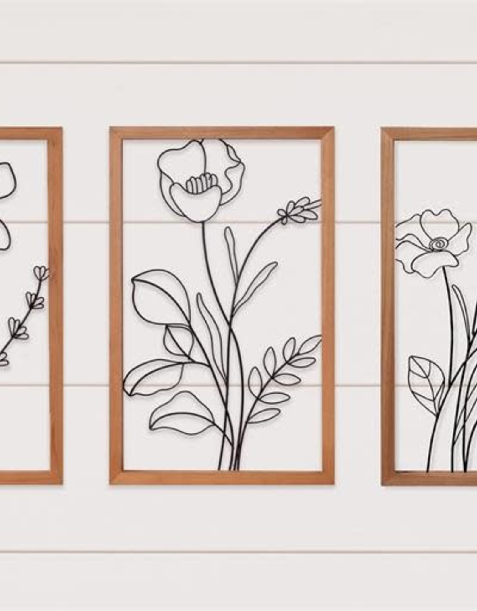 Framed Wire Flower Silhouettes 16" H x 10" W