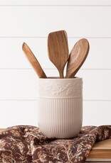 Utensil Holder - Ridged With Leaf Detail  7.5" H x 5.5" Dia