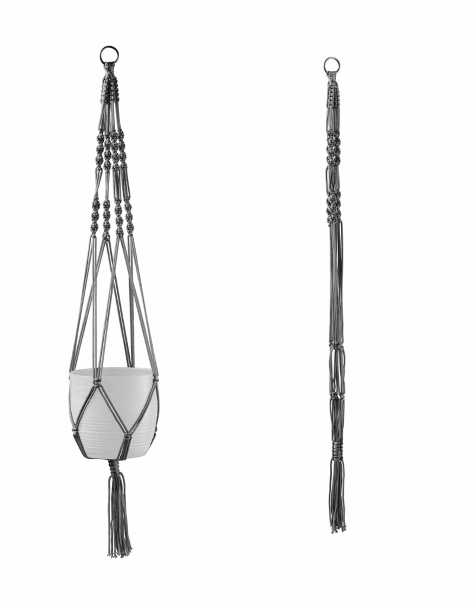 Shiny Gray Macrame Hanger 35"