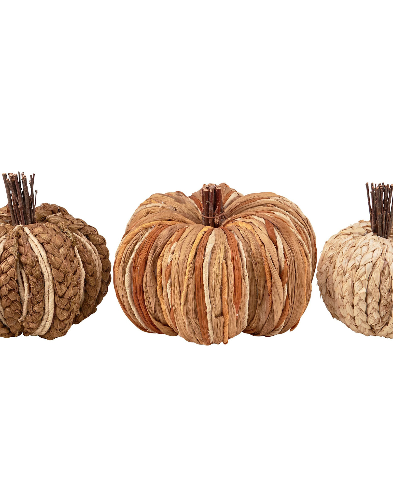 Woven Rattan Pumpkin Set 6", 4.75", 4"