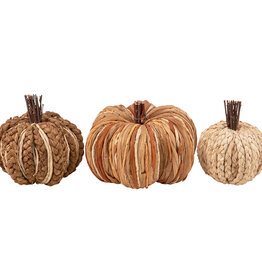 Woven Rattan Pumpkin Set 6", 4.75", 4"