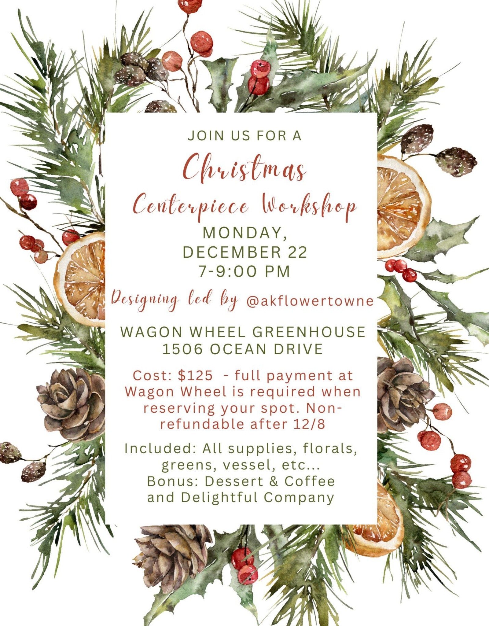 Christmas Centerpiece Workshop 12/22/2025