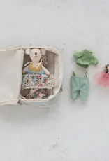 Fabric Suitcase Bed with Plush Bear & Outfits, Set of 6