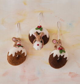 Handmade Wool Felt Mouse on Doughnut Ornament, 3 Styles