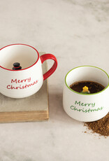 Stoneware Mug with Colored Rim, 2 Styles 14oz