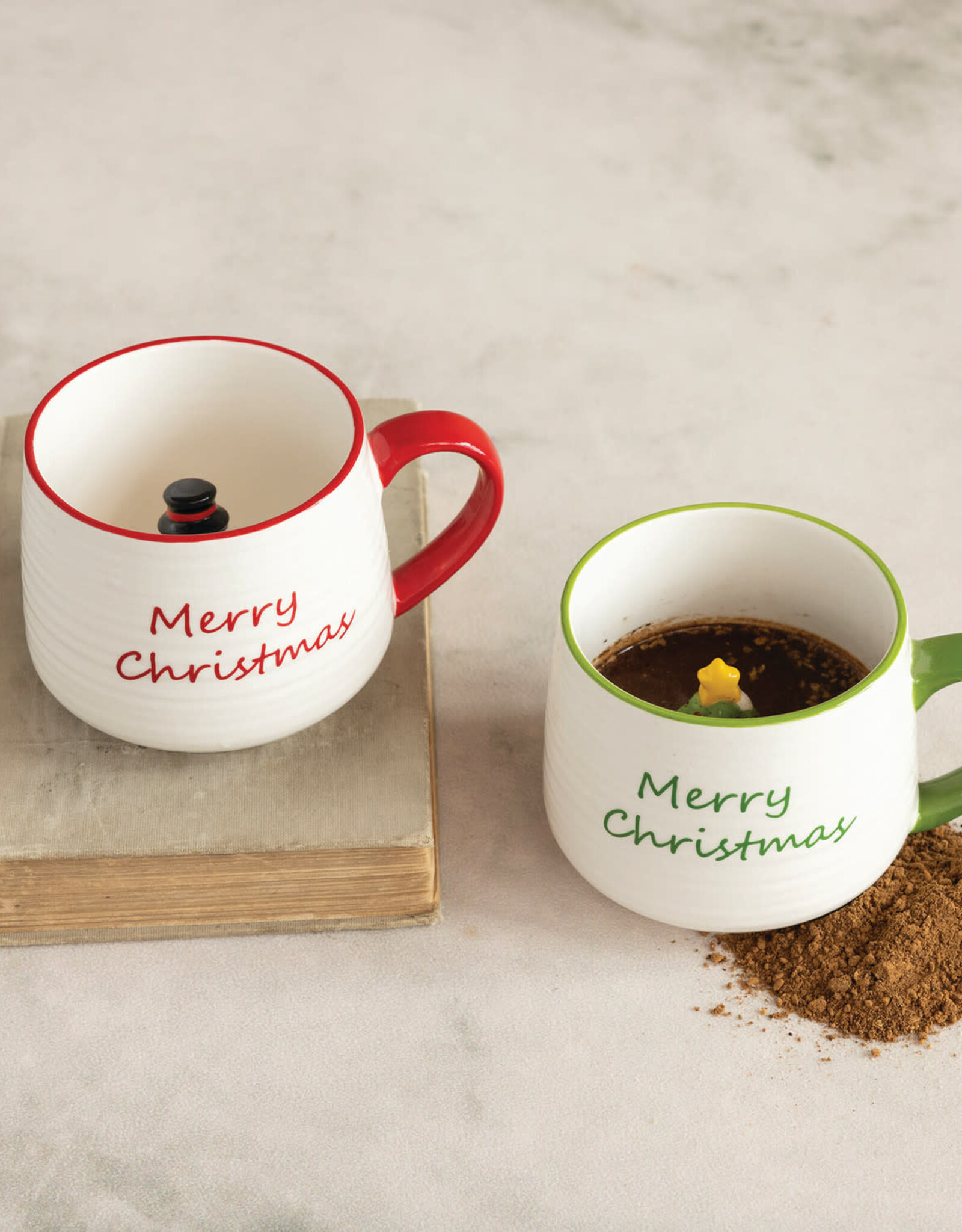 Stoneware Mug with Colored Rim, 2 Styles 14oz