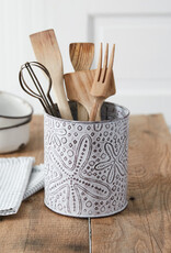 Starfish Stamped Metal Utensil Holder 5¾'' dia. x 6¾''H