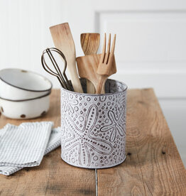 Starfish Stamped Metal Utensil Holder 5¾'' dia. x 6¾''H