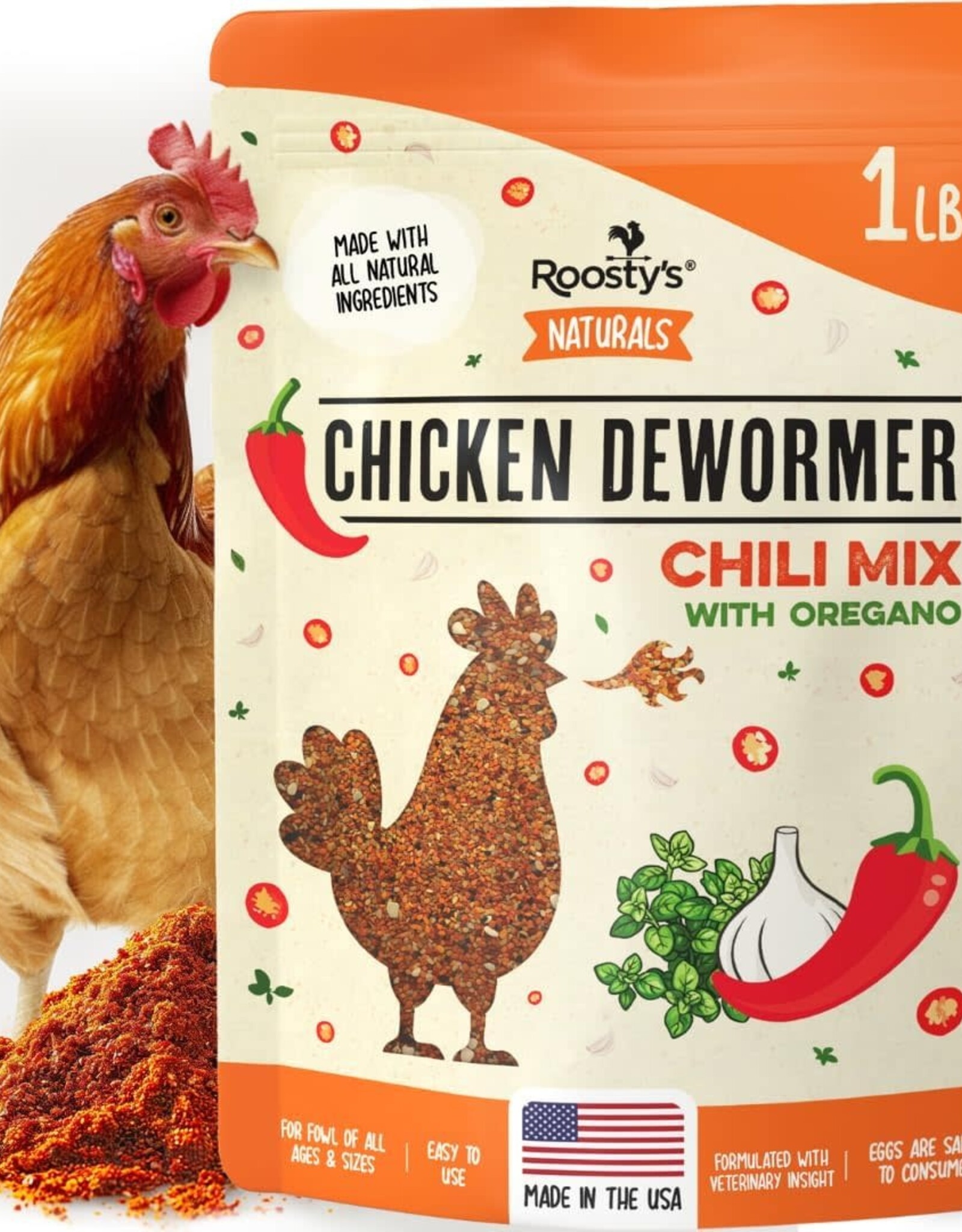Roosty's Roosty's Naturals Chicken De-Wormer Powder - Chili Mix | 1LB Pouch