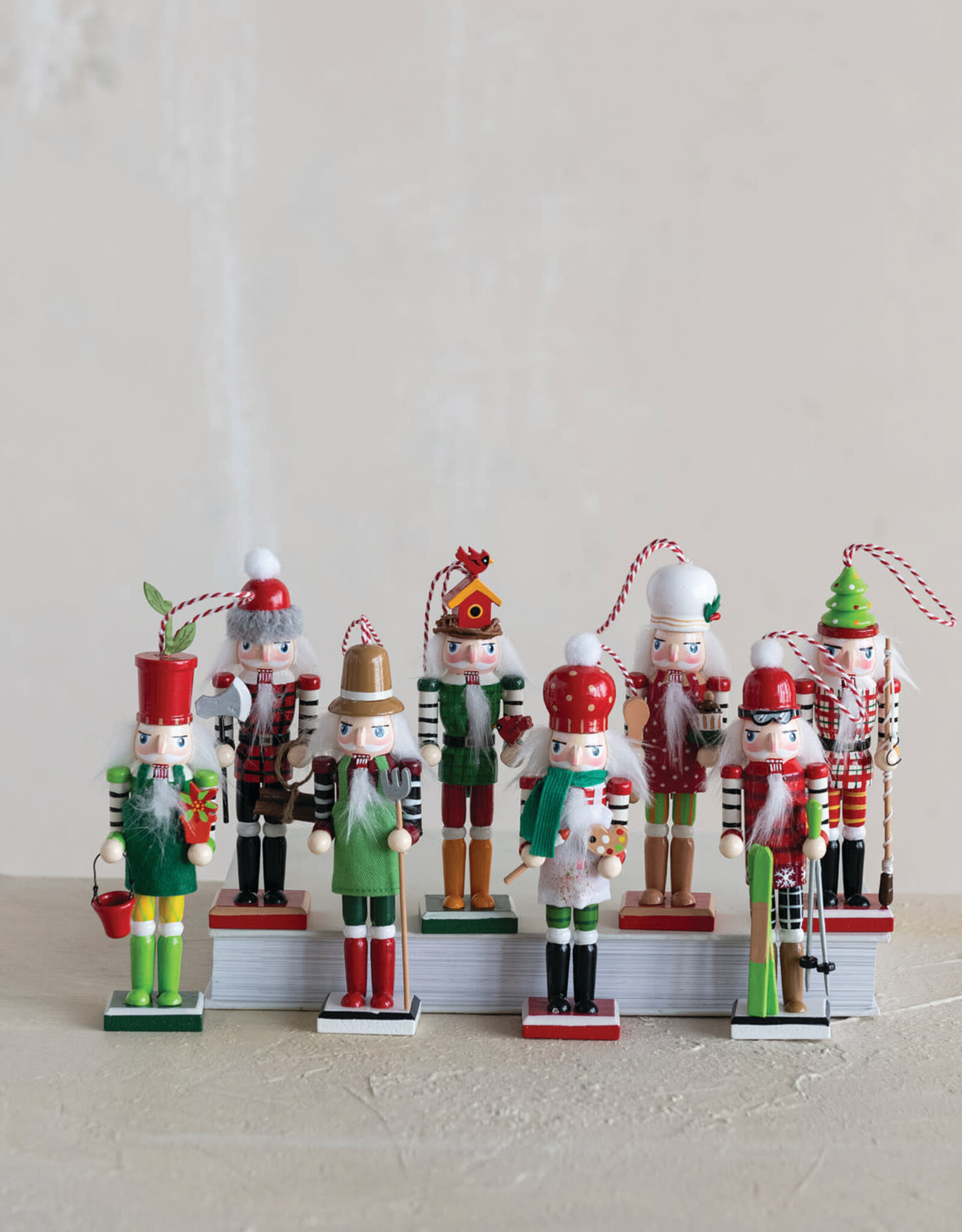 Pine Wood Nutcracker, Multi Color, 8 Styles © 6"H