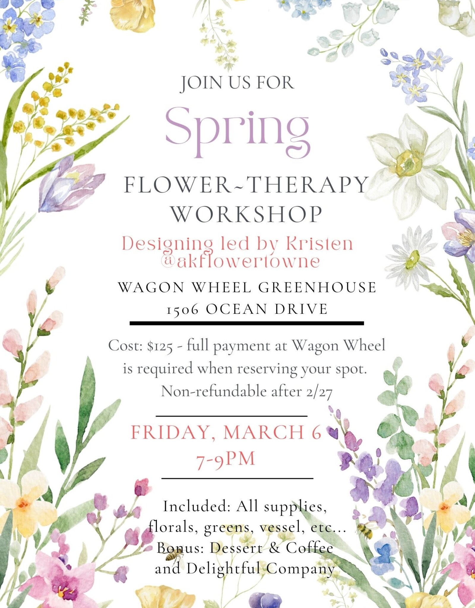 Spring Flower Arrangement Workshop 03/06/2026