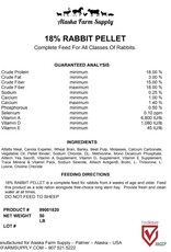 Alaska Farm Supply AFS Rabbit Pellet 18% 50lbs