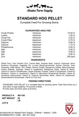 Alaska Farm Supply AFS Hog Standard 14%  50lbs Pig, Swine