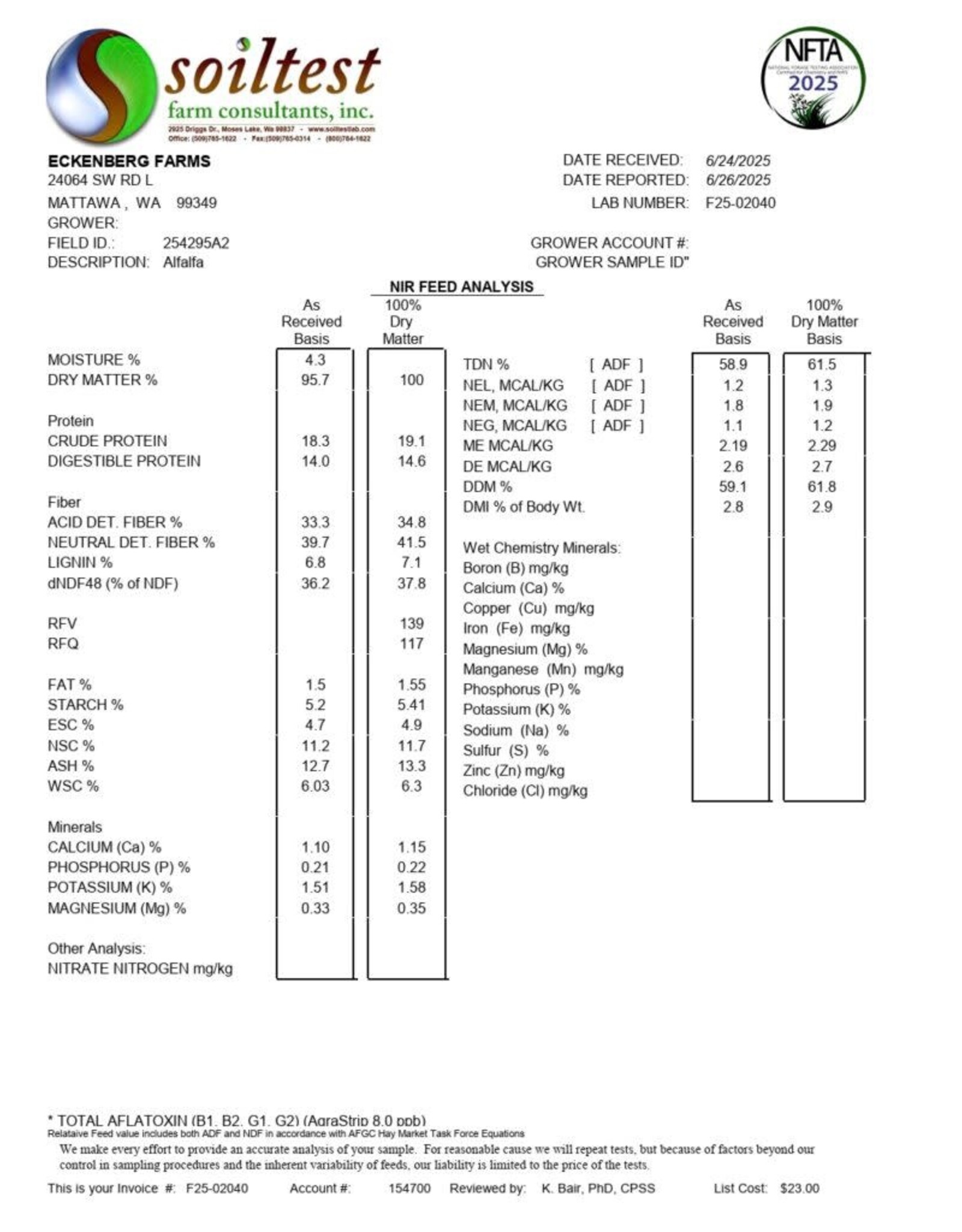 Eckenberg Farms AFS Compressed Alfalfa Hay by Eckenberg Farms