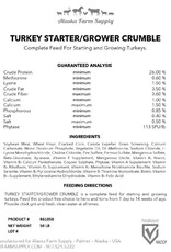 Alaska Farm Supply AFS Turkey Starter/Grower 26%  Crumble 50lbs