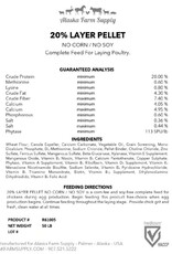 Alaska Farm Supply AFS Layer Pellets NCNS 20%  50lbs