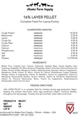 Alaska Farm Supply AFS Layer Pellets 16%  50lbs