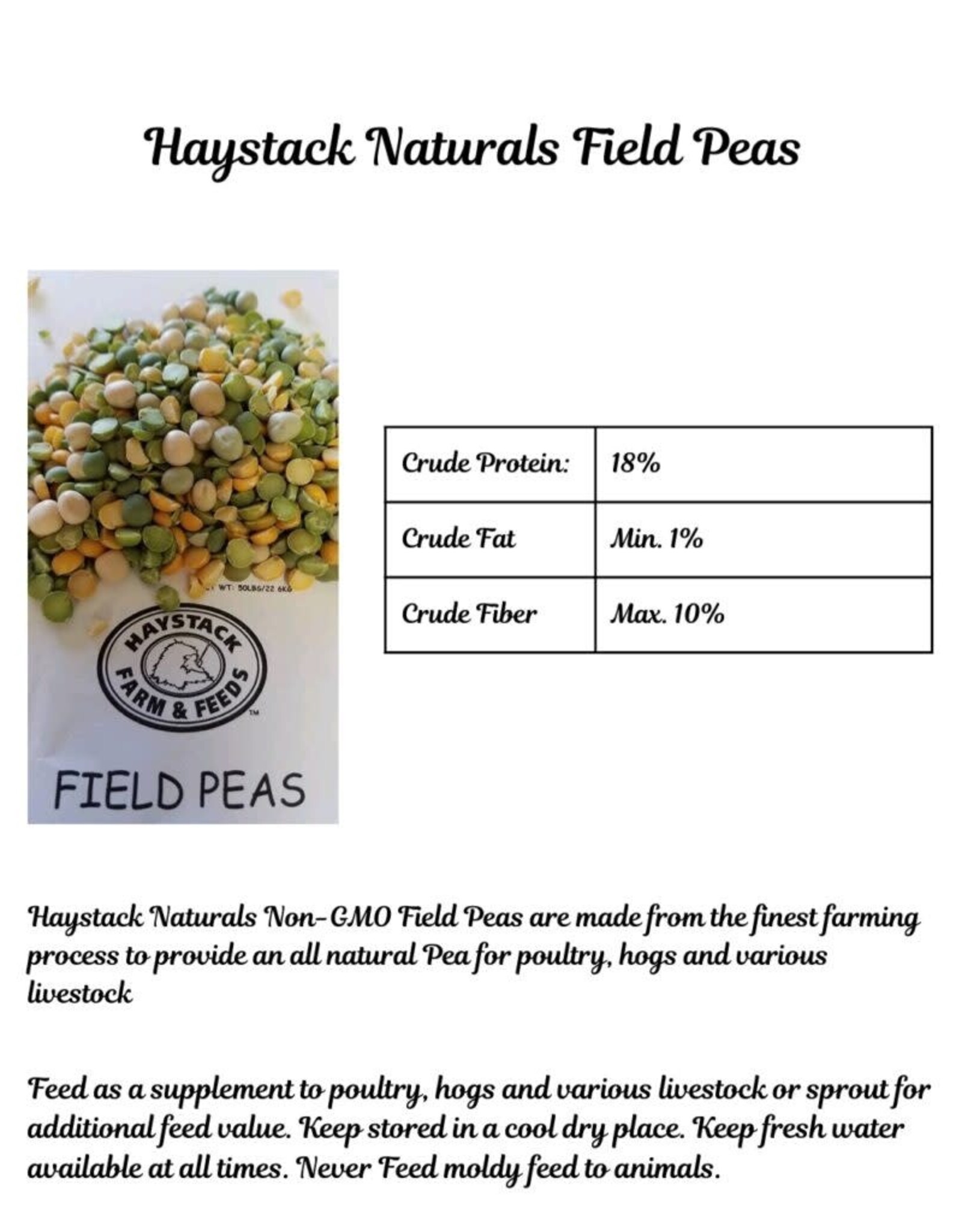 Alaska Farm Supply AFS Haystack Naturals Field Peas 40lbs