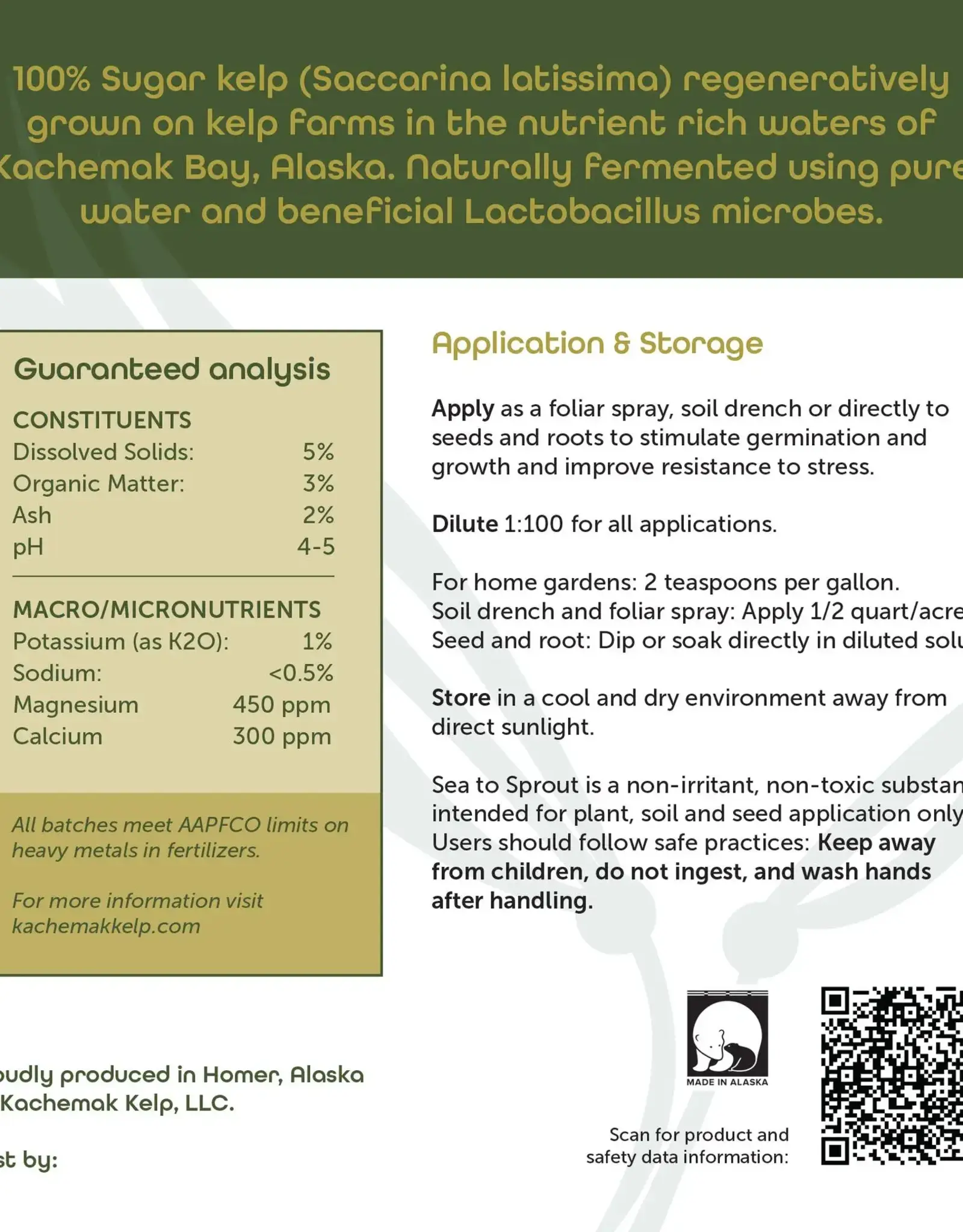 Kachemak Kelp Sea to Sprout by Kachemak Kelp 1 liter