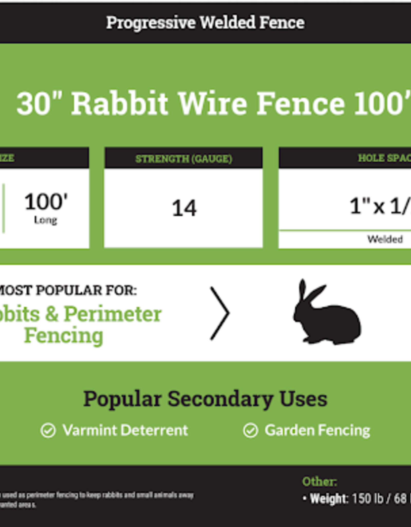 Alaska Farm Supply AFS Hardware Cloth HD Rabbit Fence 1/2"x1", 14 Gauge, 30 in x 100ft