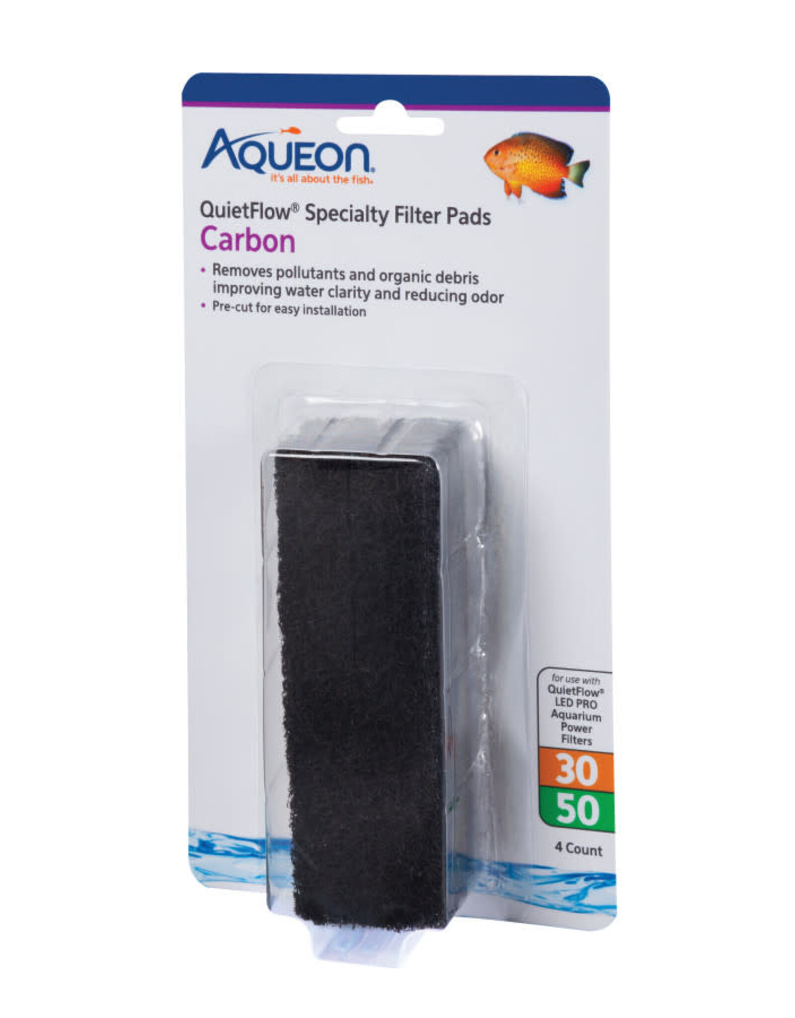 AQUEON Aqueon Replacement Specialty Filter Pads Carbon, Quiet Flow 30/50