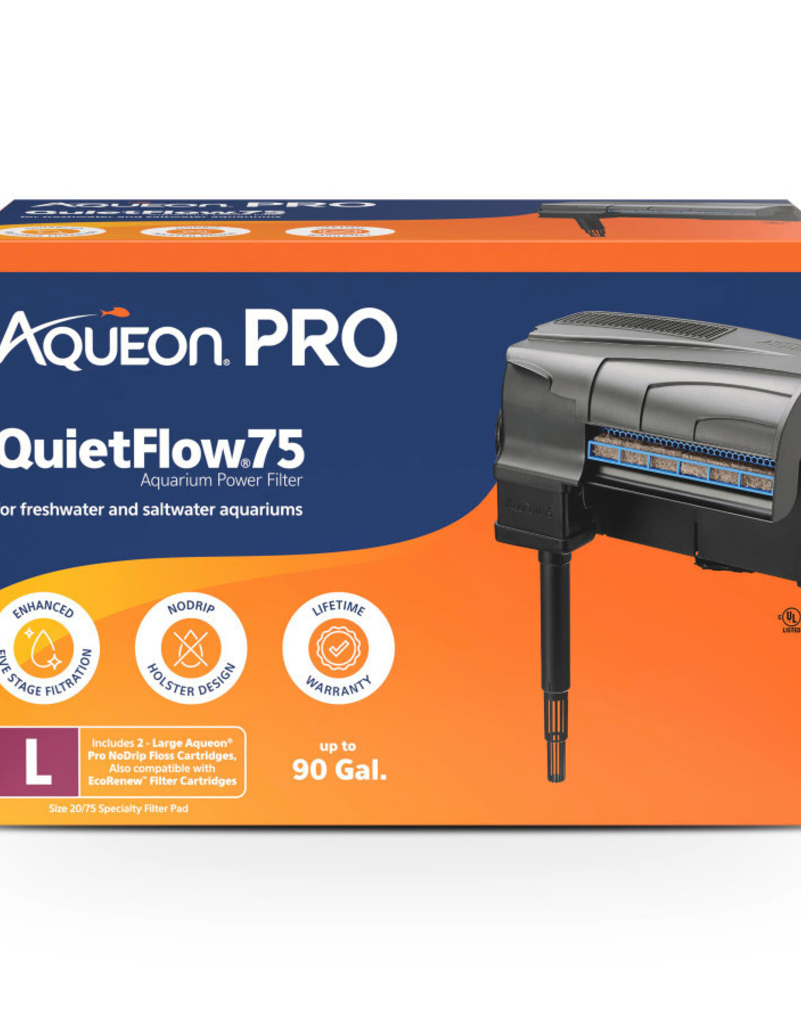 AQUEON Aqueon QuietFlow LED PRO Aquarium Power Filter Size 75