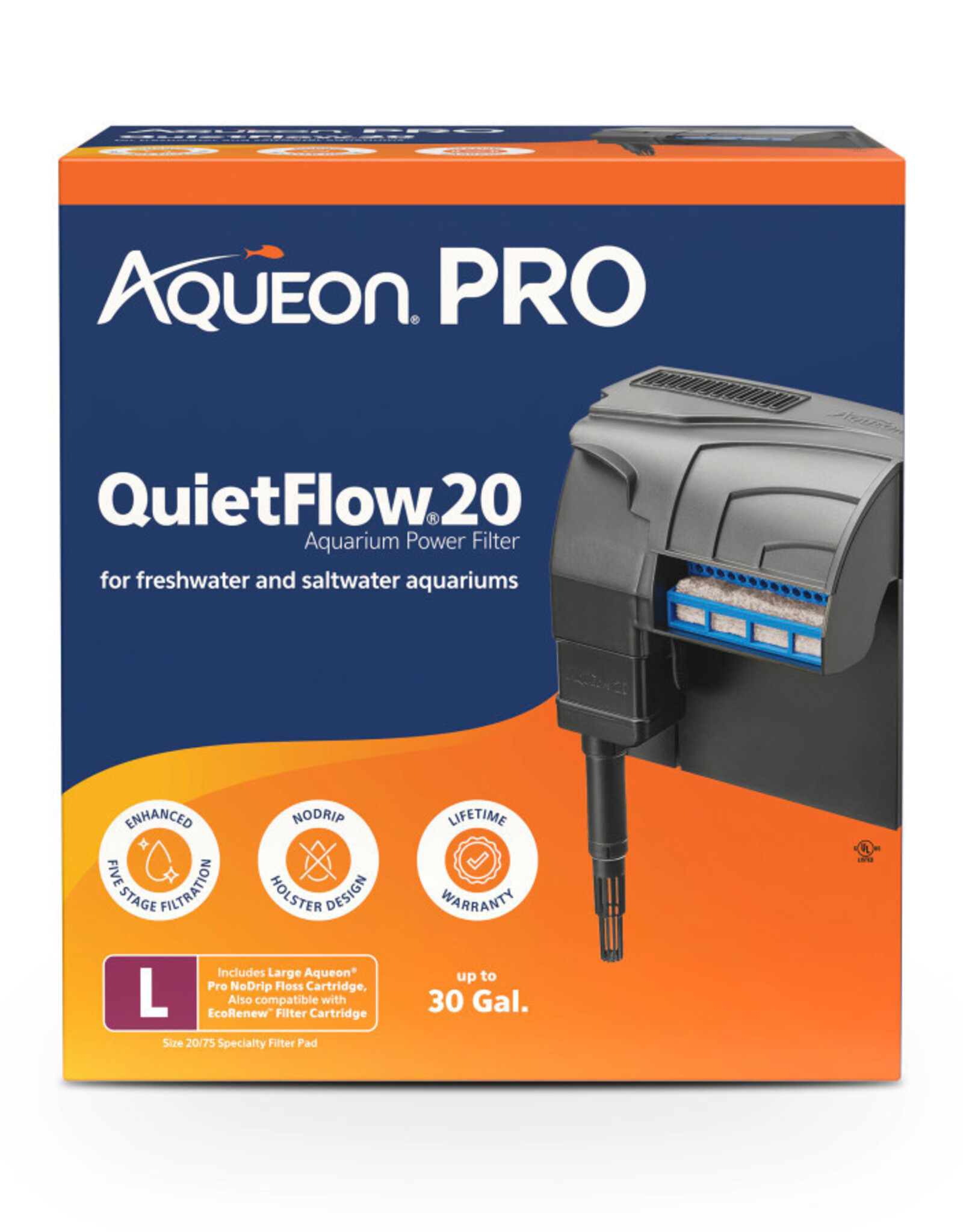 AQUEON Aqueon QuietFlow LED PRO Aquarium Power Filter Size 20