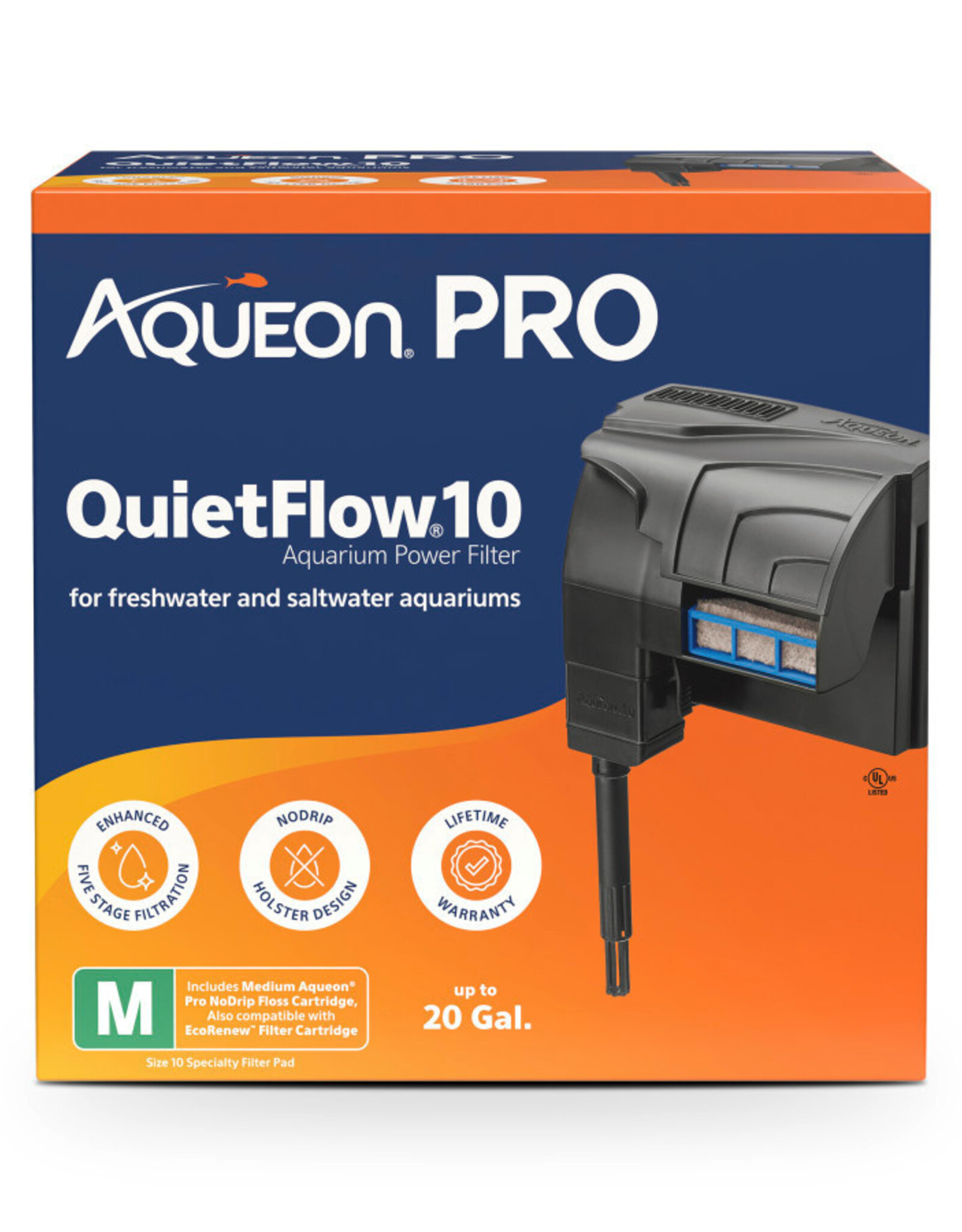 AQUEON Aqueon QuietFlow LED PRO Aquarium Power Filter Size 10